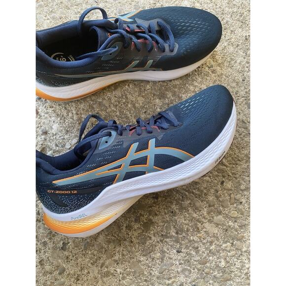 Asics GT-2000 12 Mens 9 Shoes Road Running TrainerBlue Orange - Picture 4 of 12